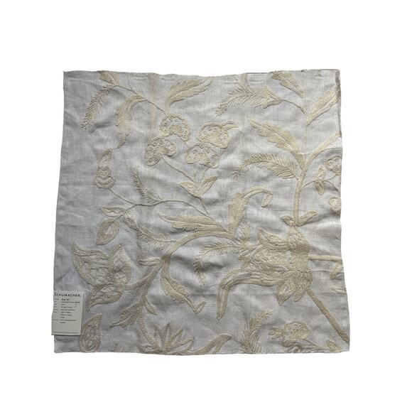 Shumacher "Amagansett Linen Crewel" fabric vintage swatch 26 х 26